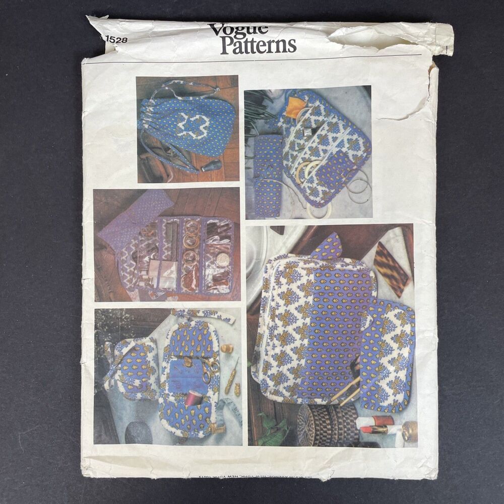 Vintage Vogue Patterns Crafts Organizer Sewing Kit Shoe Bag Uncut Pattern 1528